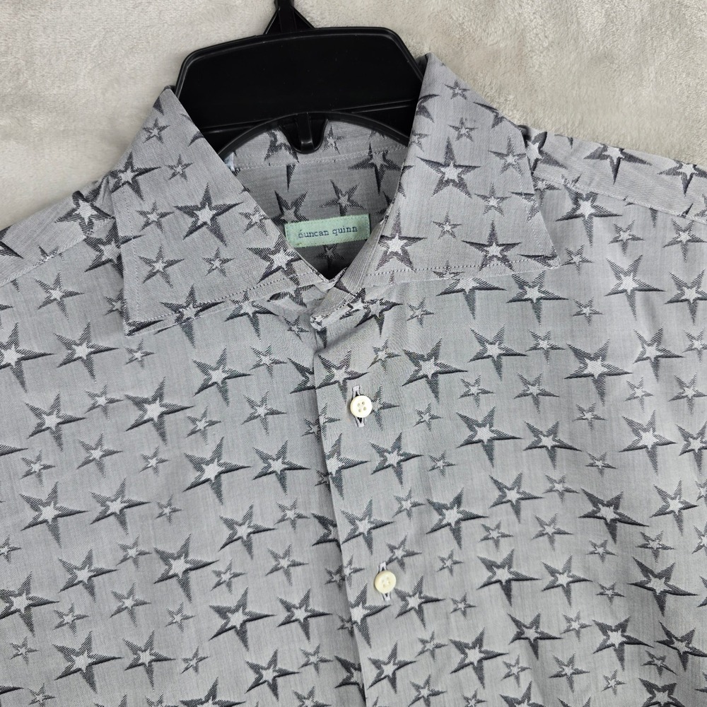 Duncan Quinn Men's Button Down‎ Shirt Size 16 / 41 Star Print Made in Italy